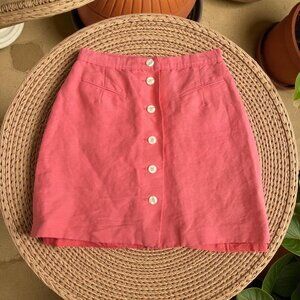 GIORGIO SANT’ANGELO Vintage Coral Front Button Linen Blend Skirt Size 10